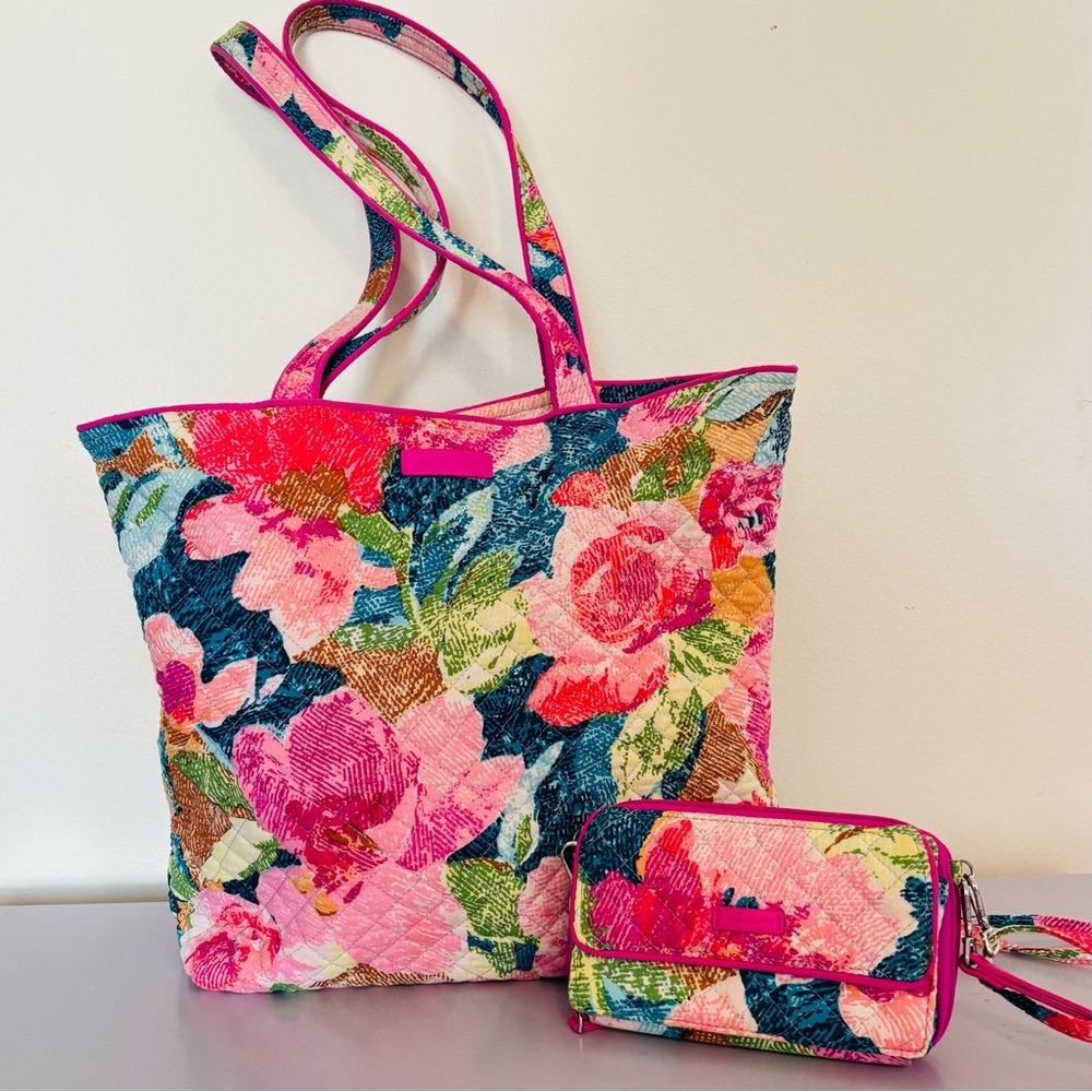 Vera Bradley in Superbloom Colorful Floral Tote and Pouch - Picture 1 of 5